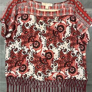 MICHAEL Michael Kors Red and Brown Graphic Blouse